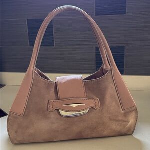 Tod's Brown Suede Top-Handle Shoulder Bag